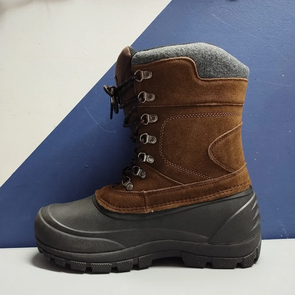 Northeast Outfitters Pac Winter Boots Mens 8 Brown Black Leather Water Resistant